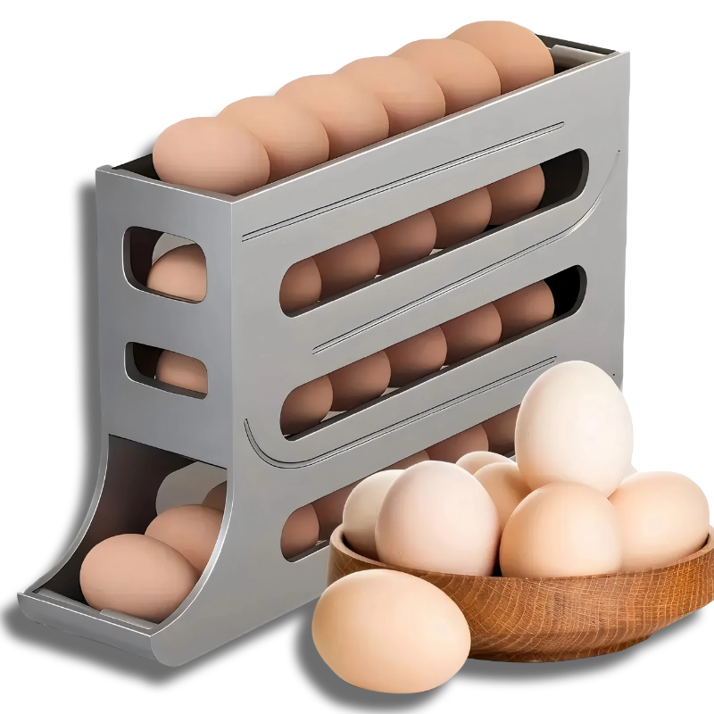 4 Tiers Egg Holder for Fridge, Automatic Egg Rolling Rack, 30 Eggs Storage Rack, Egg Distributor for Refrigerator, Egg Storage
