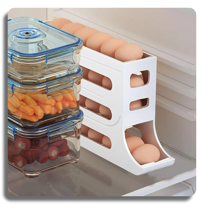 🔥4 Tiers🔥30 Egg Automatic Egg Rolling Rack Egg Distributor for Frige