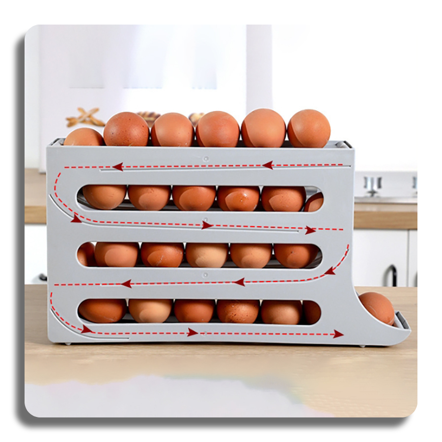 🔥4 Tiers🔥30 Egg Automatic Egg Rolling Rack Egg Distributor for Frige