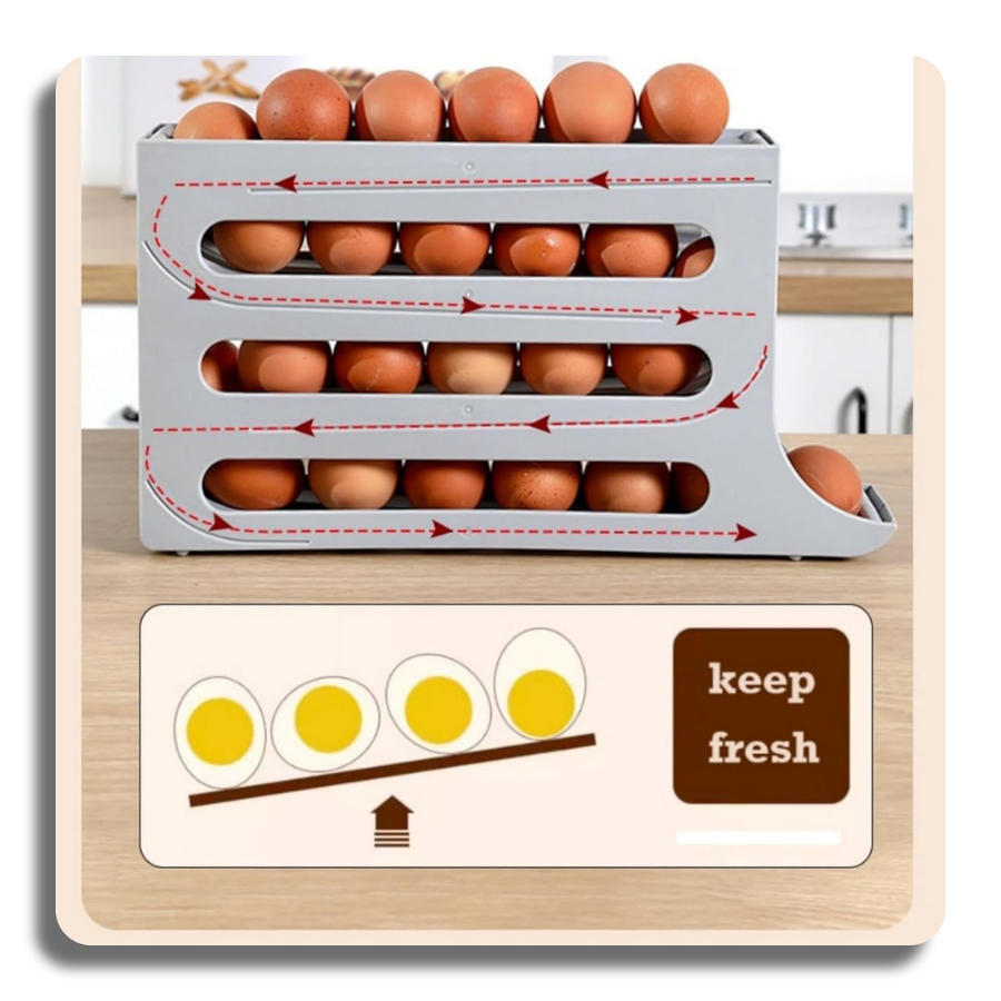 🔥4 Tiers🔥30 Egg Automatic Egg Rolling Rack Egg Distributor for Frige