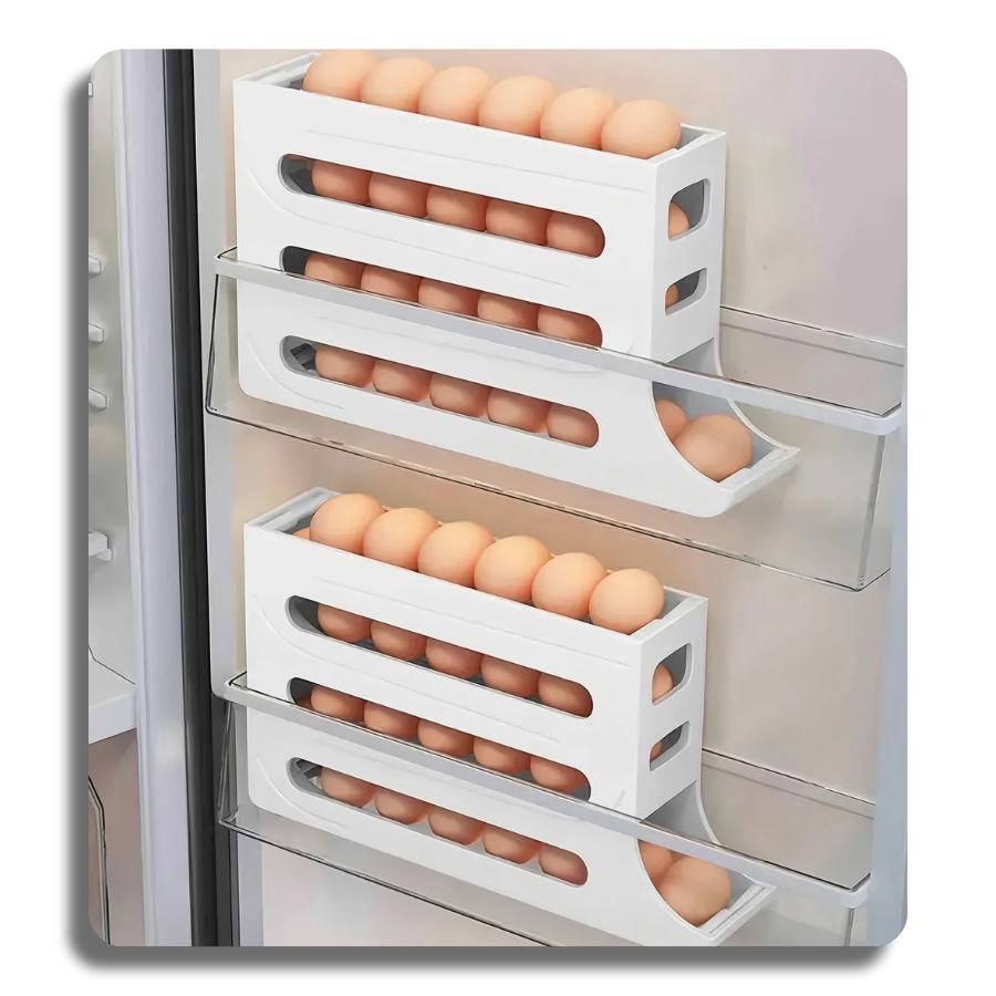 🔥4 Tiers🔥30 Egg Automatic Egg Rolling Rack Egg Distributor for Frige