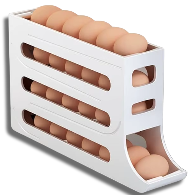 4 Tiers Egg Holder for Fridge, Automatic Egg Rolling Rack, 30 Eggs Storage Rack, Egg Distributor for Refrigerator, Egg Storage