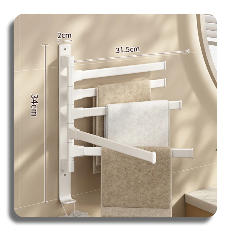 Bathroom Towel Rack Rotatable Towel Holder Space Aluminum 2/3/4/5-Bar Towel Hanger Kitchen Shelf Paper Hanging Wall Mounted