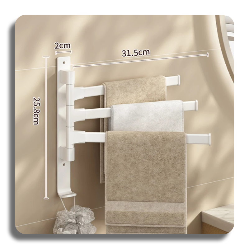 Bathroom Towel Rack Rotatable Towel Holder Space Aluminum 2/3/4/5-Bar Towel Hanger Kitchen Shelf Paper Hanging Wall Mounted