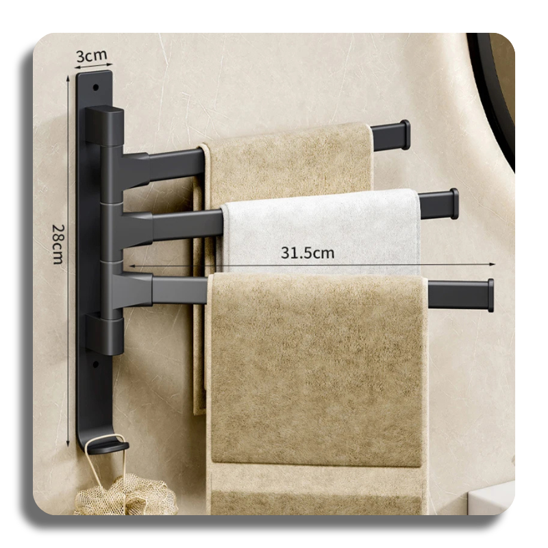 Bathroom Towel Rack Rotatable Towel Holder Space Aluminum 2/3/4/5-Bar Towel Hanger Kitchen Shelf Paper Hanging Wall Mounted