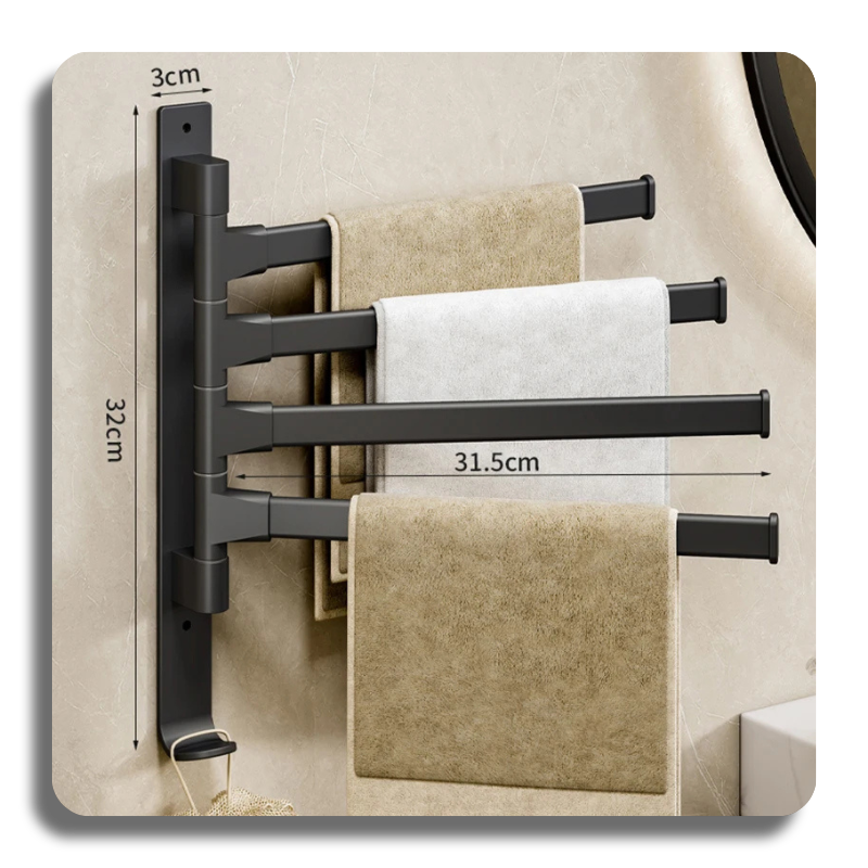 Bathroom Towel Rack Rotatable Towel Holder Space Aluminum 2/3/4/5-Bar Towel Hanger Kitchen Shelf Paper Hanging Wall Mounted