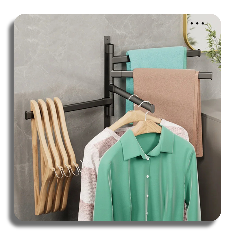 Bathroom Towel Rack Rotatable Towel Holder Space Aluminum 2/3/4/5-Bar Towel Hanger Kitchen Shelf Paper Hanging Wall Mounted