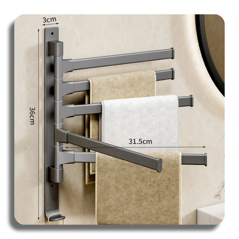 Bathroom Towel Rack Rotatable Towel Holder Space Aluminum 2/3/4/5-Bar Towel Hanger Kitchen Shelf Paper Hanging Wall Mounted