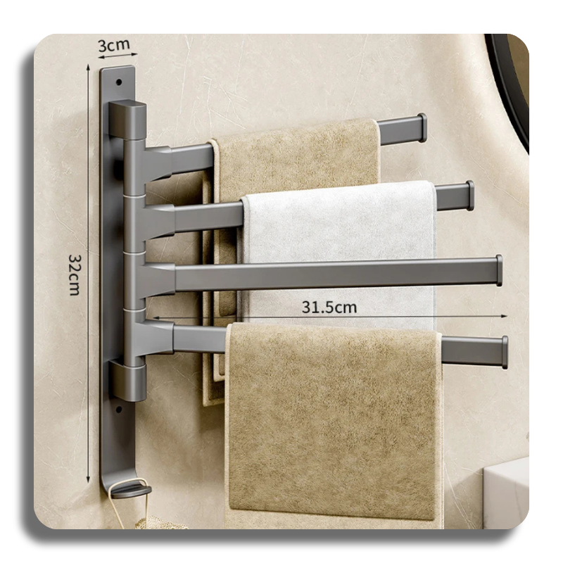 Bathroom Towel Rack Rotatable Towel Holder Space Aluminum 2/3/4/5-Bar Towel Hanger Kitchen Shelf Paper Hanging Wall Mounted