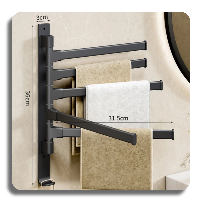 Bathroom Towel Rack Rotatable Towel Holder Space Aluminum 2/3/4/5-Bar Towel Hanger Kitchen Shelf Paper Hanging Wall Mounted