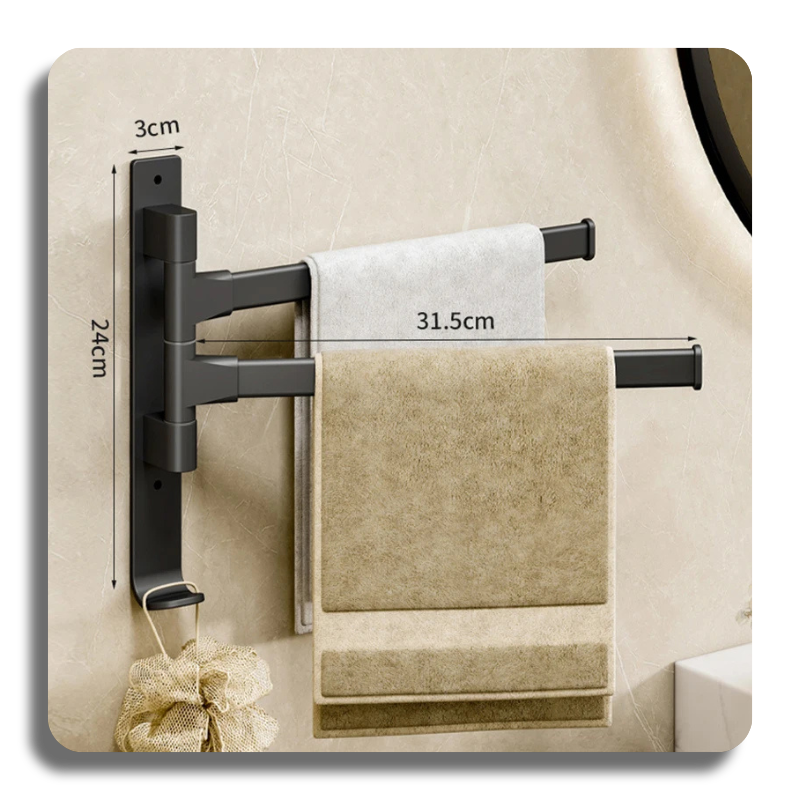 Bathroom Towel Rack Rotatable Towel Holder Space Aluminum 2/3/4/5-Bar Towel Hanger Kitchen Shelf Paper Hanging Wall Mounted