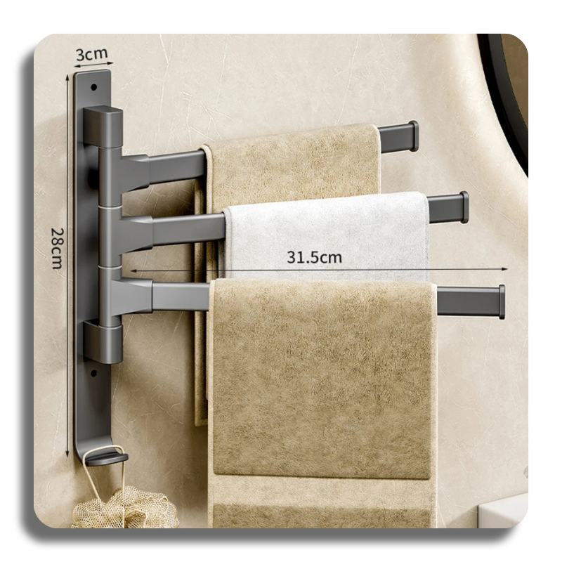 Bathroom Towel Rack Rotatable Towel Holder Space Aluminum 2/3/4/5-Bar Towel Hanger Kitchen Shelf Paper Hanging Wall Mounted