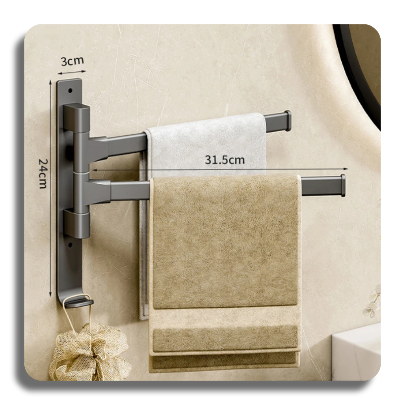 Bathroom Towel Rack Rotatable Towel Holder Space Aluminum 2/3/4/5-Bar Towel Hanger Kitchen Shelf Paper Hanging Wall Mounted