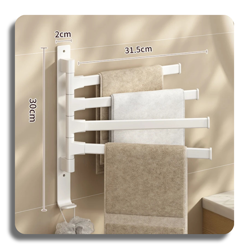 Bathroom Towel Rack Rotatable Towel Holder Space Aluminum 2/3/4/5-Bar Towel Hanger Kitchen Shelf Paper Hanging Wall Mounted