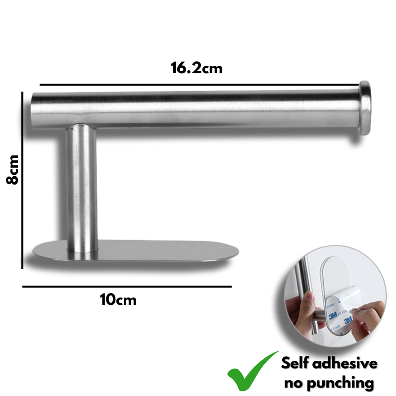 Stainless Steel Paper Towel Holder Hanging Roll Paper Rack Toilet Paper Holder Plastic Film Storage Rack Wall-Mounted Towel Bar