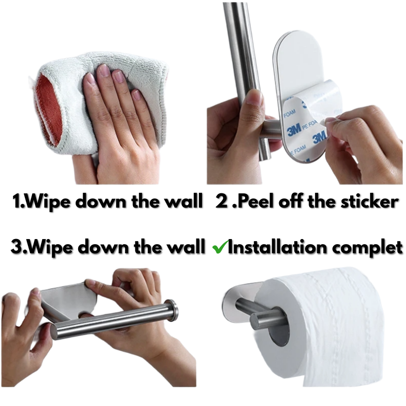 Stainless Steel Paper Towel Holder Hanging Roll Paper Rack Toilet Paper Holder Plastic Film Storage Rack Wall-Mounted Towel Bar