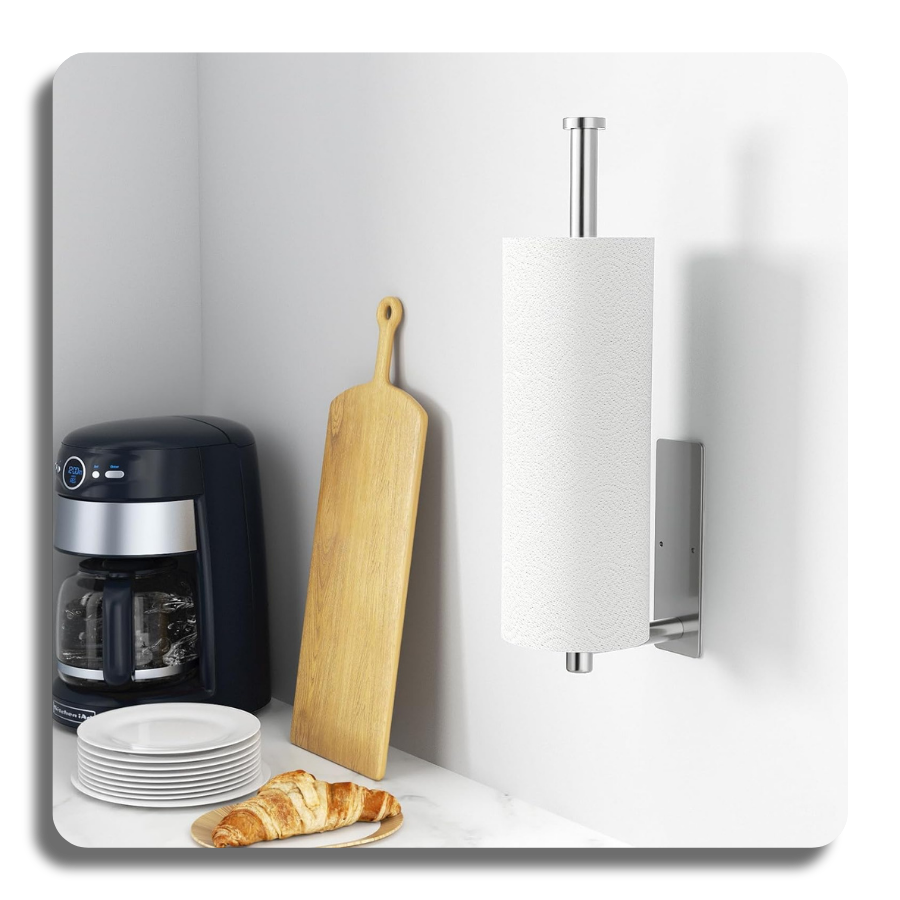 Stainless Steel Paper Towel Holder Hanging Roll Paper Rack Toilet Paper Holder Plastic Film Storage Rack Wall-Mounted Towel Bar