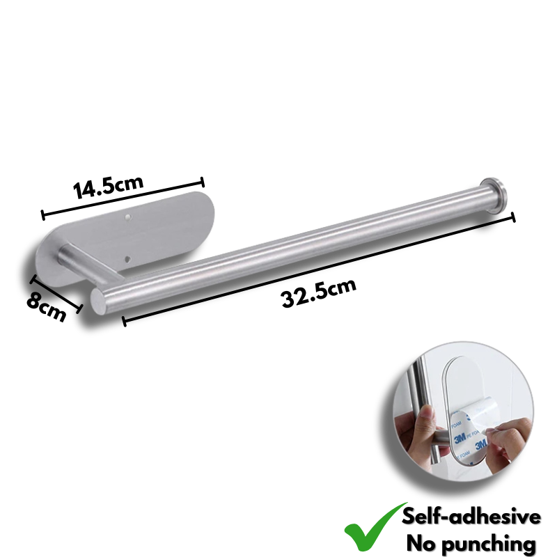 Stainless Steel Paper Towel Holder Hanging Roll Paper Rack Toilet Paper Holder Plastic Film Storage Rack Wall-Mounted Towel Bar