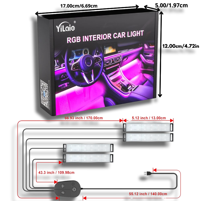 🔥Car Interior Ambient LightNeon LED APP Control  High Quality