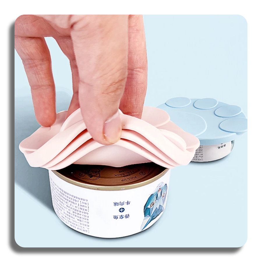 😼Cute Cat😼 Paw Can Storage Cover Reusable Pet Food Lid 2-In-1 Fresh-Keeping