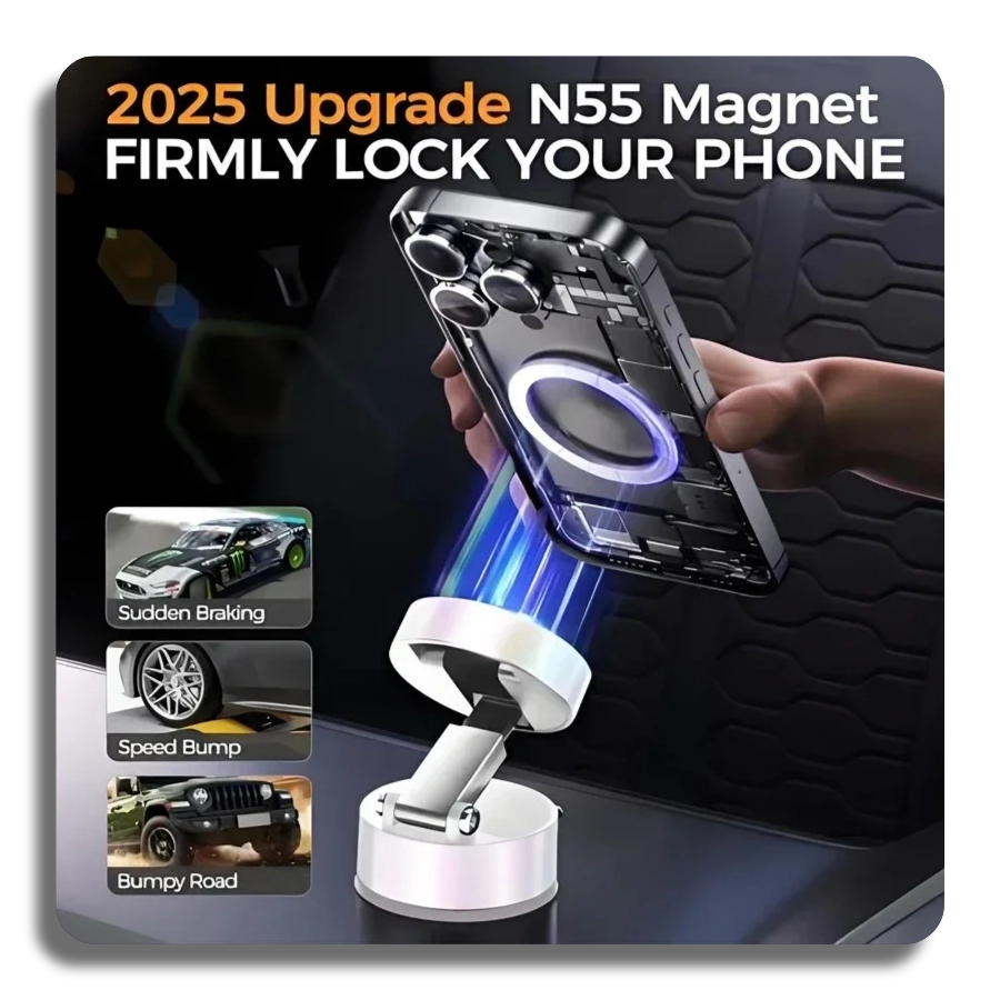 🔥Ultra Magnetic Phone Holder Foldable 360 Degree Rotation Vacuum Suction Cup Stand
