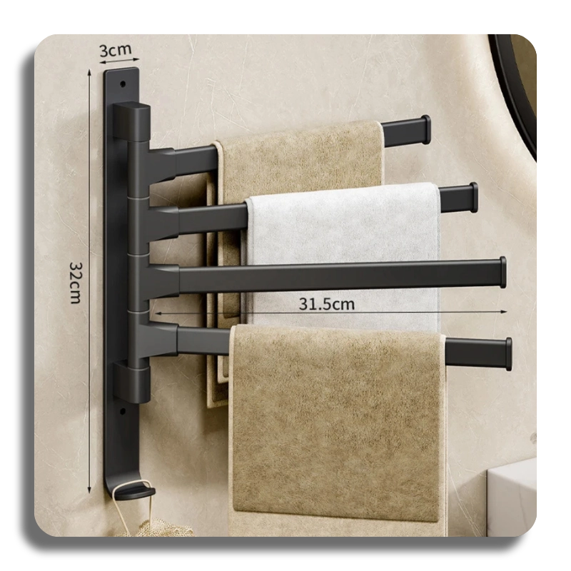 ⭐High Quality⭐ Aluminum Towel Rack Rotatable 2/3/4/5-Bar Wall Mounted