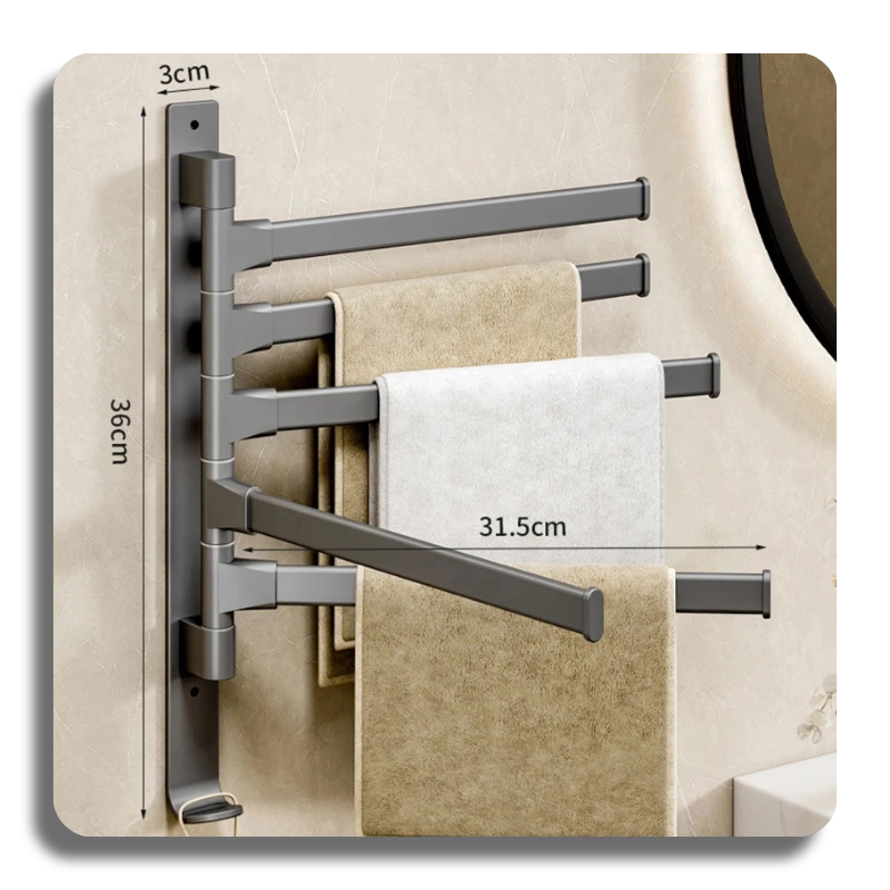 ⭐High Quality⭐ Aluminum Towel Rack Rotatable 2/3/4/5-Bar Wall Mounted