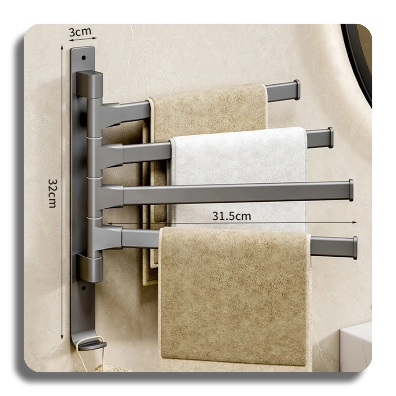 ⭐High Quality⭐ Aluminum Towel Rack Rotatable 2/3/4/5-Bar Wall Mounted