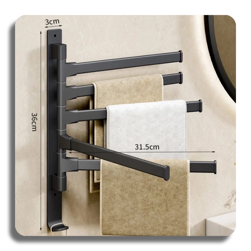 ⭐High Quality⭐ Aluminum Towel Rack Rotatable 2/3/4/5-Bar Wall Mounted