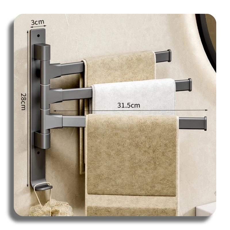 ⭐High Quality⭐ Aluminum Towel Rack Rotatable 2/3/4/5-Bar Wall Mounted