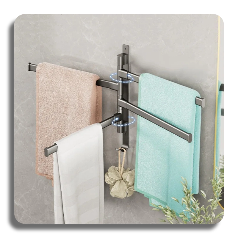 ⭐High Quality⭐ Aluminum Towel Rack Rotatable 2/3/4/5-Bar Wall Mounted