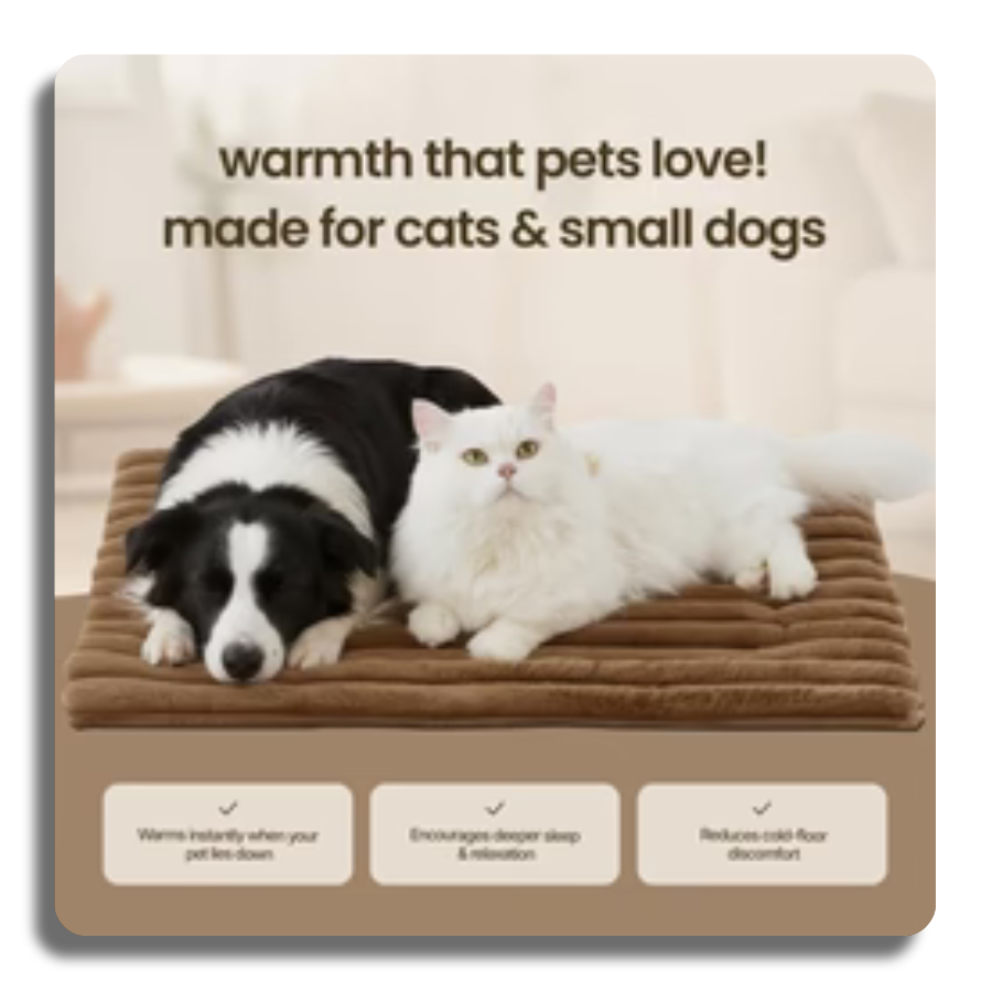 Self Warming Cat Mat for Small Cat Self Heating Dog Crate Pad Thermal Extra Warm Puppy Mat Indoor Outdoor Non-Slip