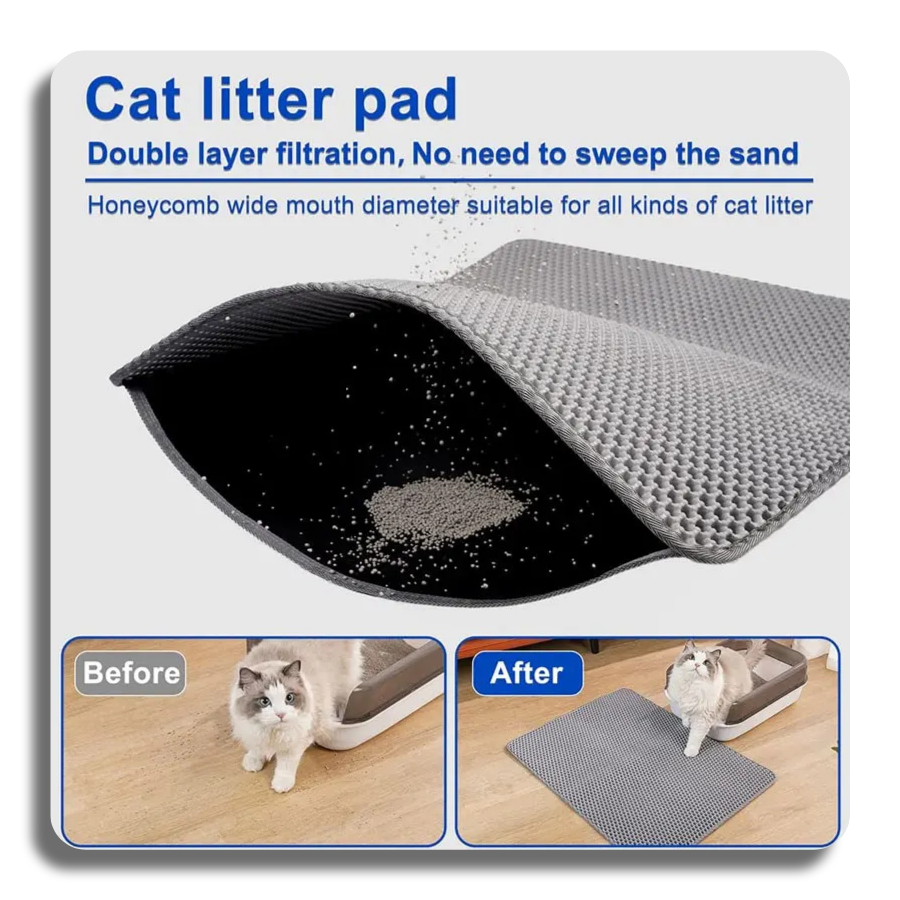 Cat Litter Mat Waterproof Double Layer – Large Litter Trapping Mat for Cat Litter Box, Easy Clean & Odor Control