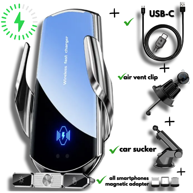 ✔️Car Wireless Charger Magnetic Fast Charging Station Air Vent Sucker Stand Phone Holder