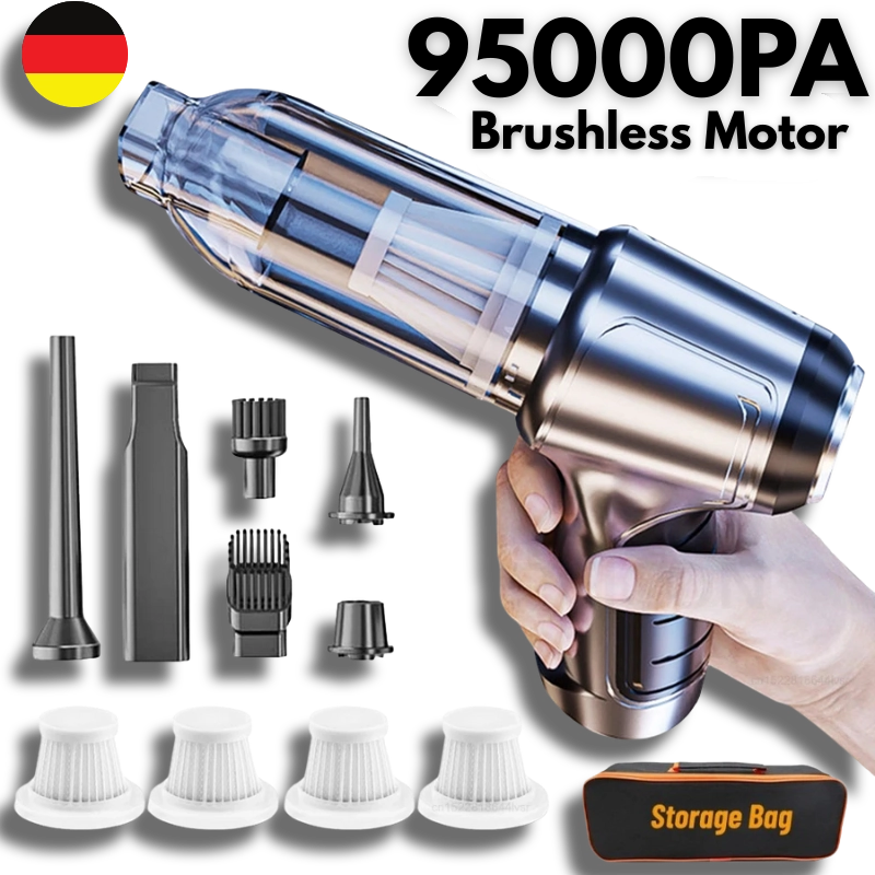 GREAT DEALS™ | 95000Pa Ultra-Powerful Wireless Vacuum with attachments and storage bag.