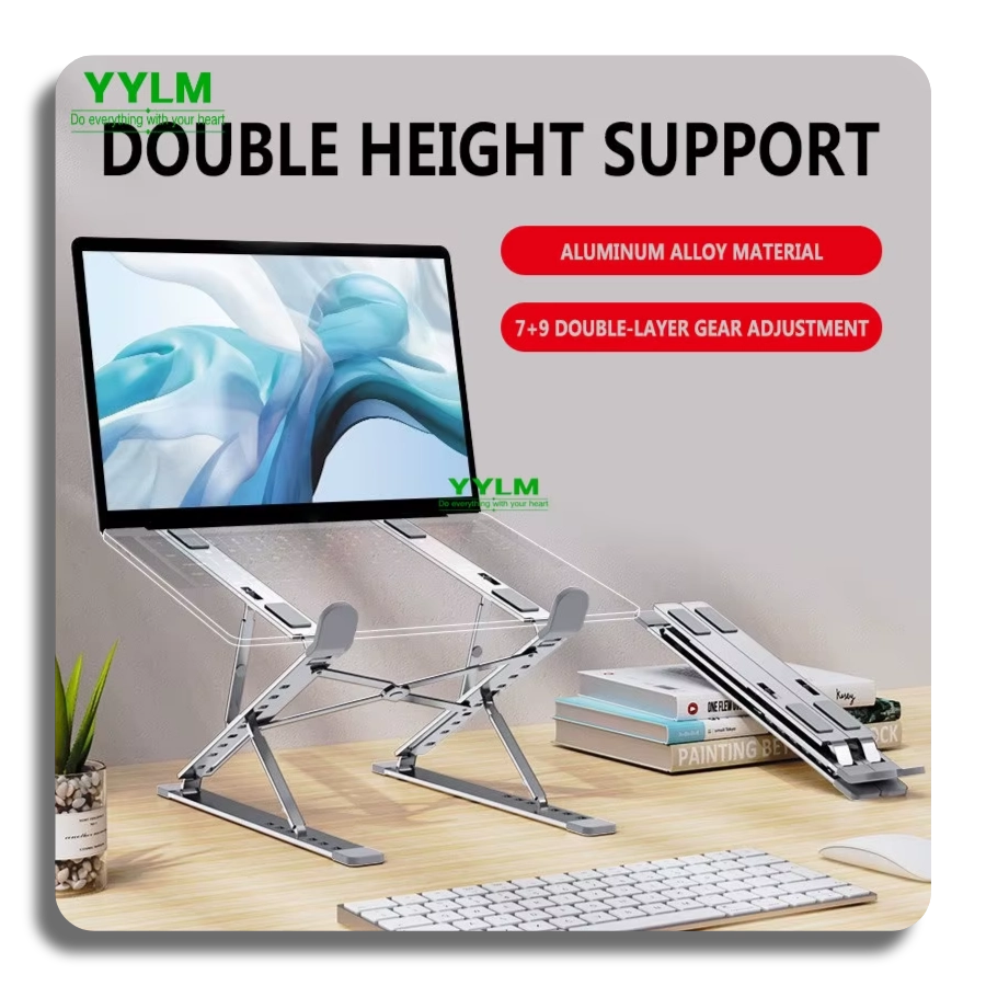 N8 laptop stand feature highlight: 7+9 double-layer gear adjustment for flexible height and aluminum alloy durability.