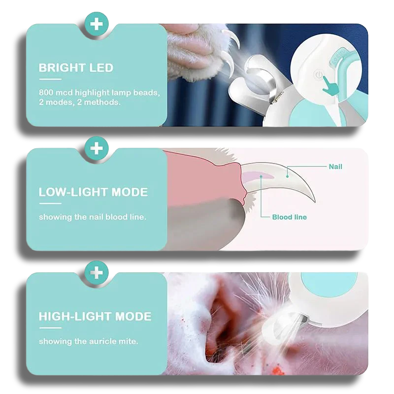 ✔️LED Light Pet Cat Dog Nail Clipper Cutter Professional Safety Lock
