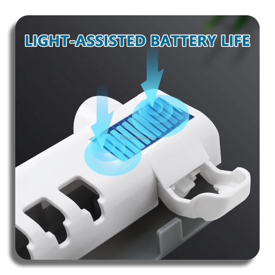 ✔️UV Sanitizer✔️ Self-adhesive Wall Mounted Toothpaste Dispenser with 4 Toothbrush Slots