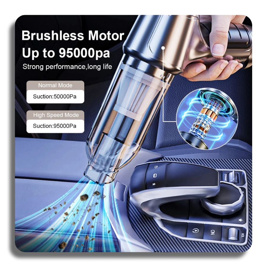 GREAT DEALS™ | 95000Pa Ultra-Powerful Wireless Vacuum showcasing brushless motor with strong suction power and cleaning performance.
