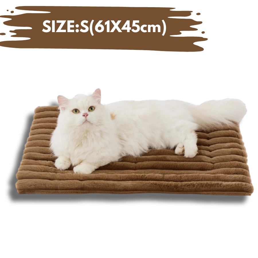 Small self-warming cat mat brown 24x18in (61x45cm) for kittens and small pets with heat-reflecting Mylar.